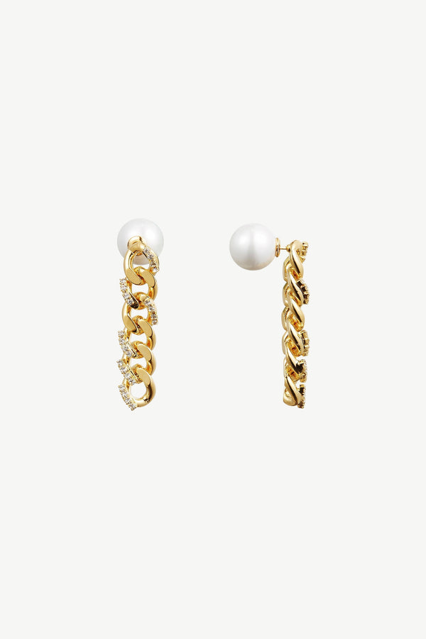 Rhinestone Gold Chain Earrings - Classicharms