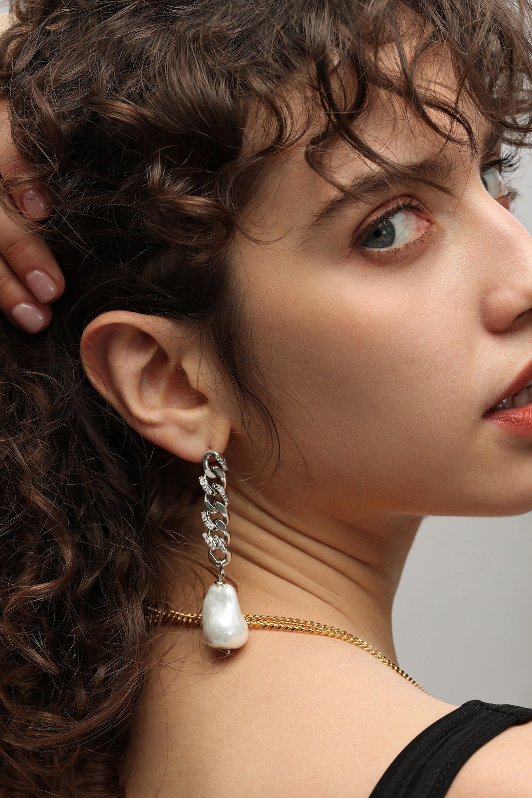 Silver Chain Baroque Pearl Drop Earrings - Classicharms