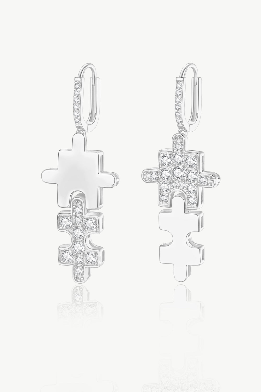 Silver Jigsaw Puzzle Drop Earrings - Classicharms