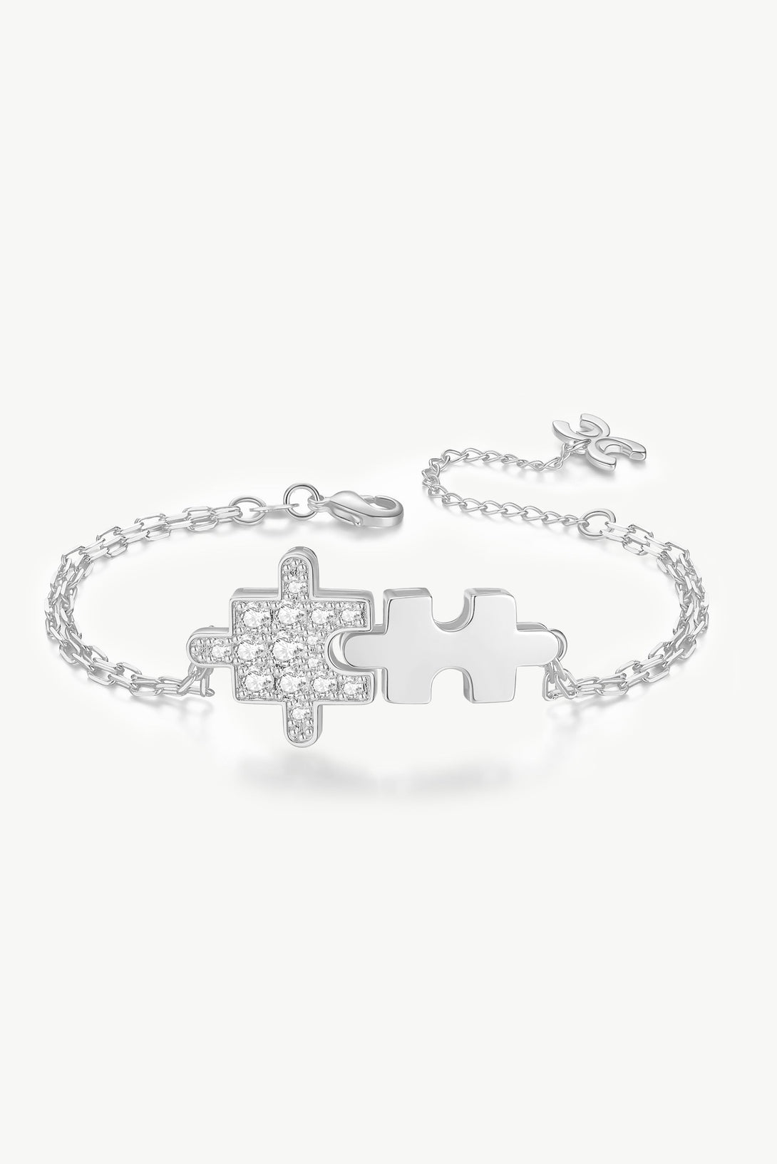 Silver Jigsaw Puzzle Zirconia Bracelet - Classicharms
