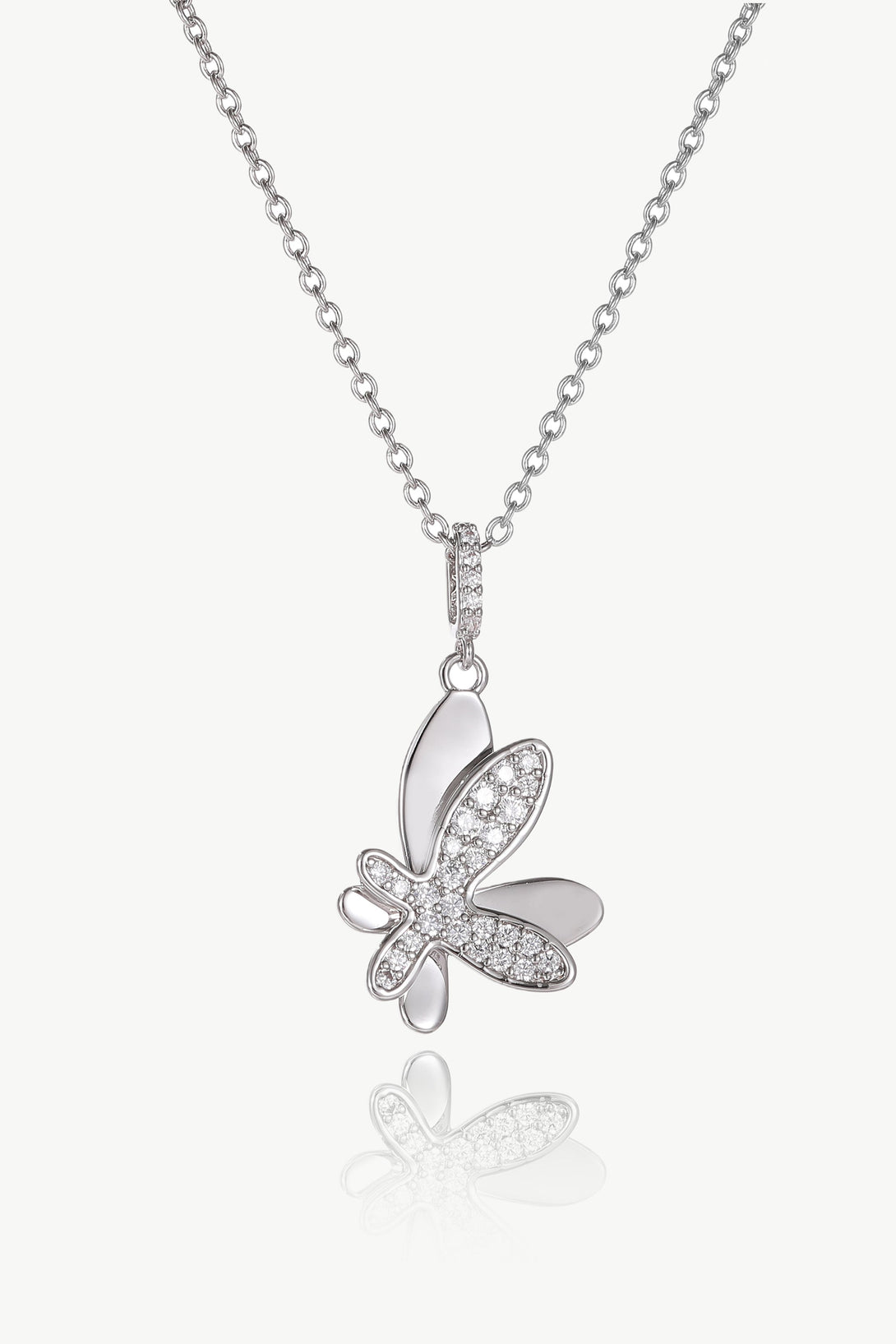 Silver Pavé Diamond Butterfly Pendant Necklace - Classicharms