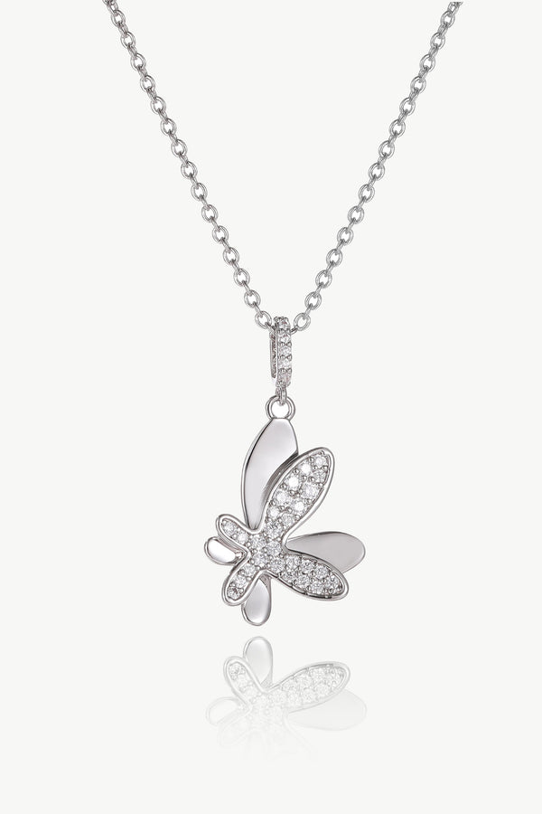 Silver Pavé Diamond Butterfly Pendant Necklace - Classicharms