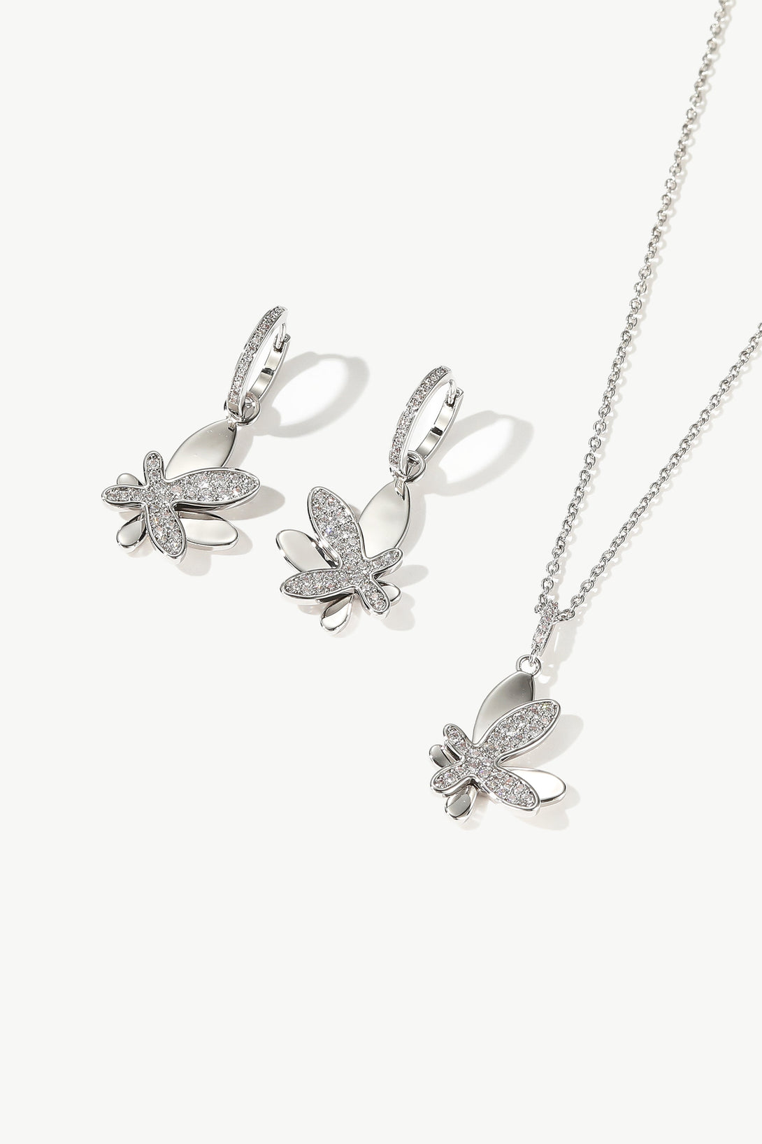 Silver Pavé Diamond Butterfly Pendant Necklace - Classicharms
