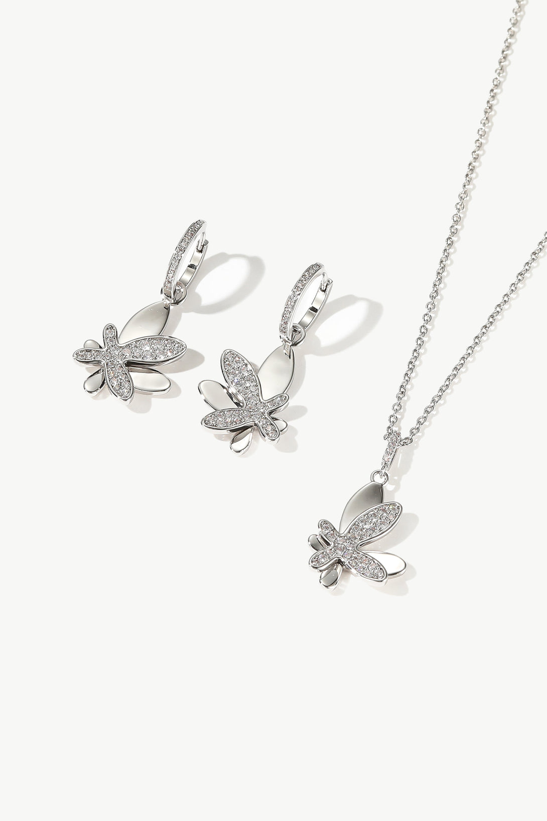 Silver Pavé Diamond Butterfly Pendant Necklace - Classicharms