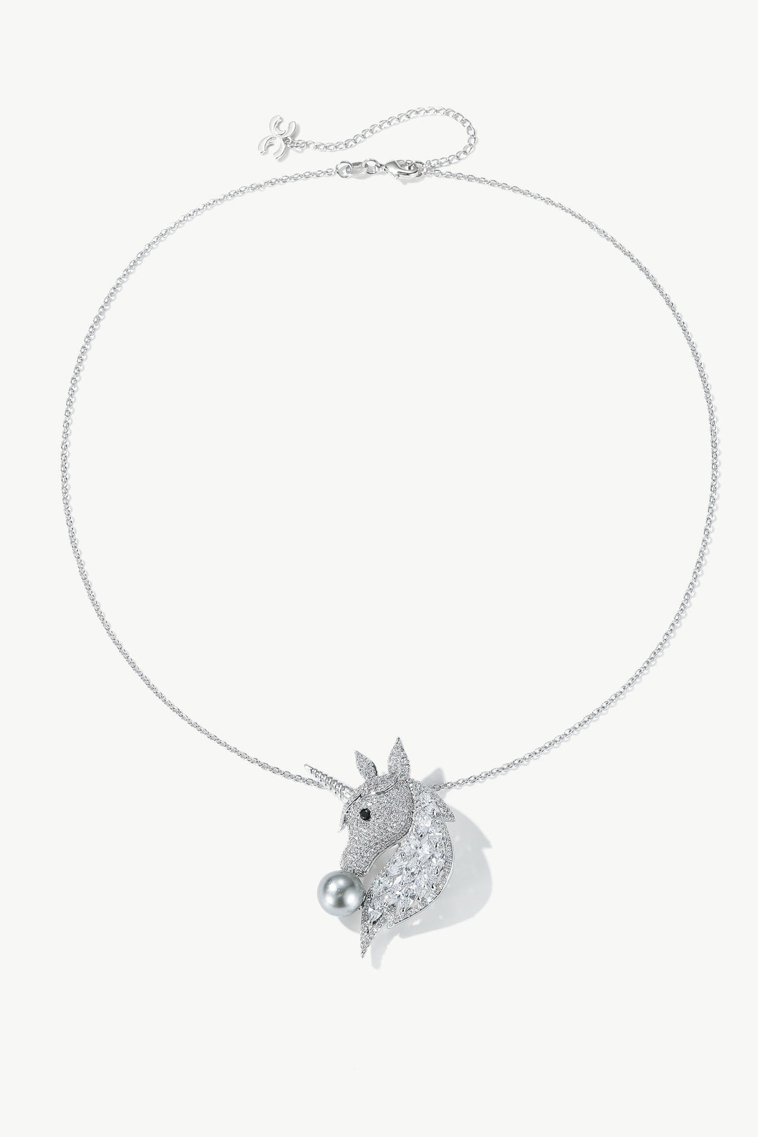 Silver Pavé Unicorn Brooch and Necklace Set - Classicharms