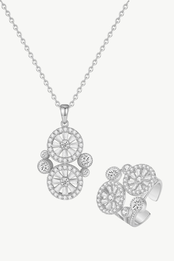 Silver Wheel of Fortune Necklace and Ring Set - Classicharms