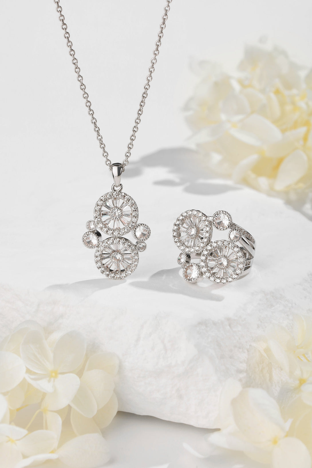 Silver Wheel of Fortune Necklace and Ring Set - Classicharms