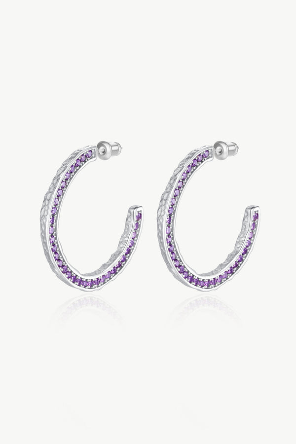 Silver Zirconia Molten C Hoop Earrings - Classicharms