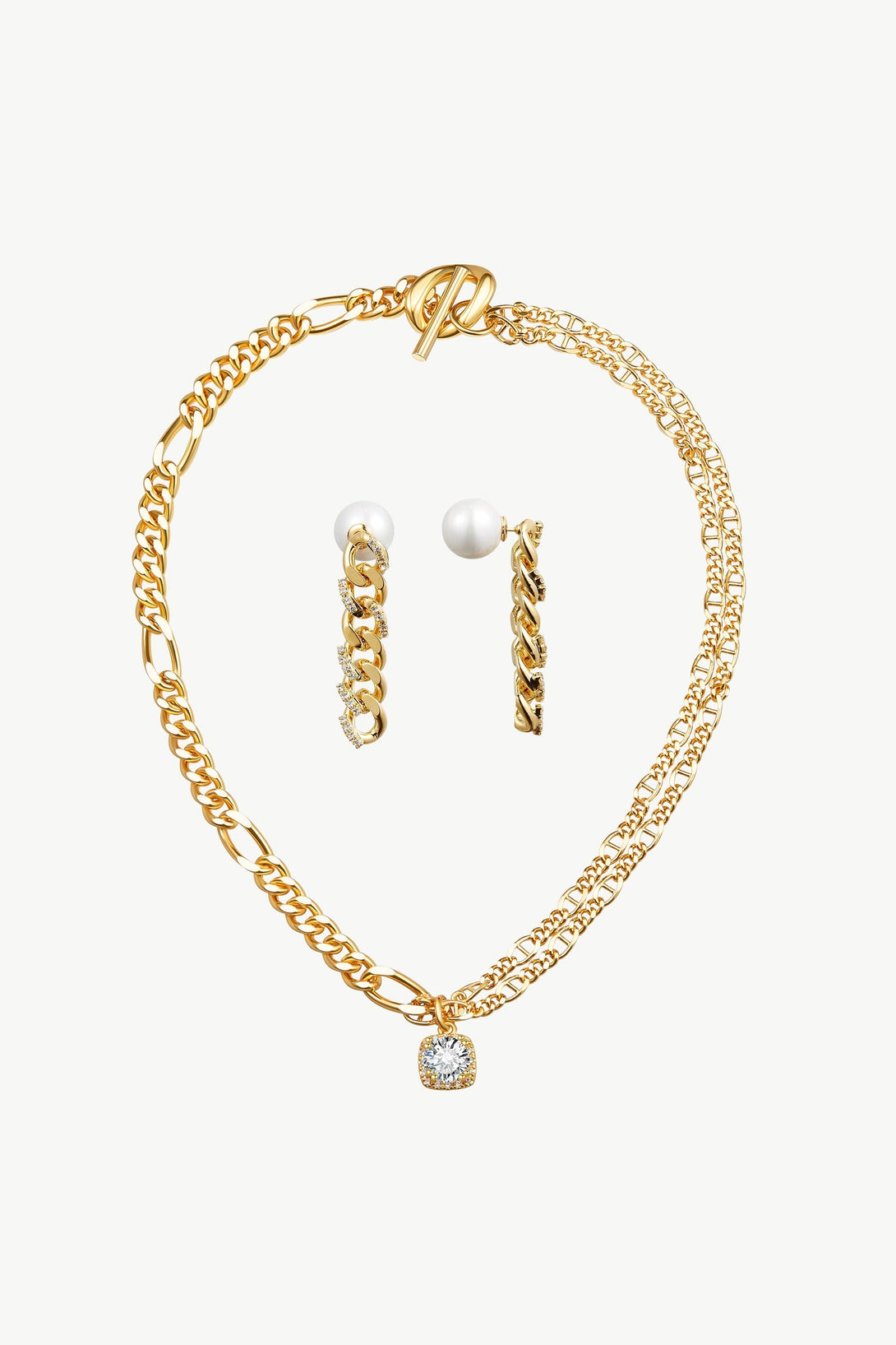 Statement Glittering Necklace and Earrings Set - Classicharms