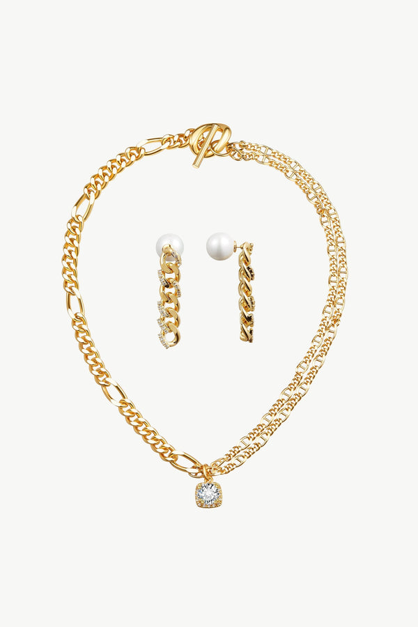 Statement Glittering Necklace and Earrings Set - Classicharms