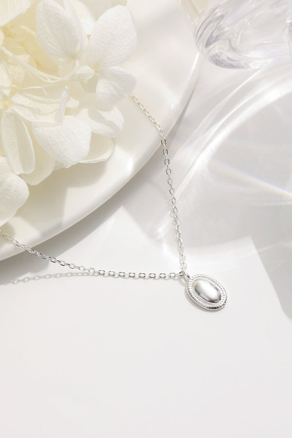 Sterling Silver Oval Pendant Necklace - Classicharms