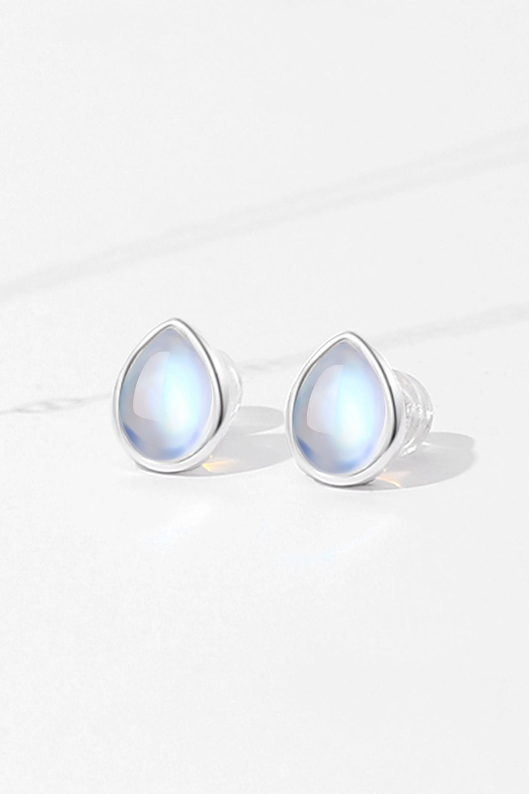 Sterling Silver Teardrop Aurora Borealis Cubic Zirconia Earrings Studs - Classicharms