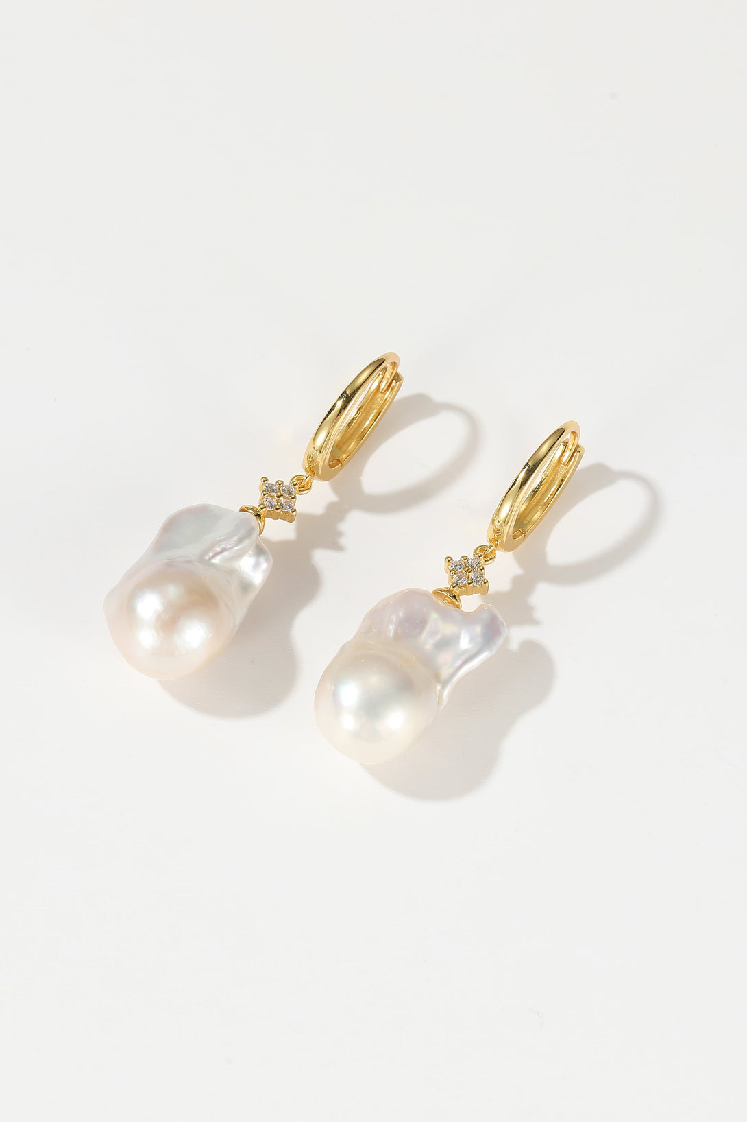 Thalassa Gold Vermeil Hoop Baroque Pearl Drop Earrings - Classicharms