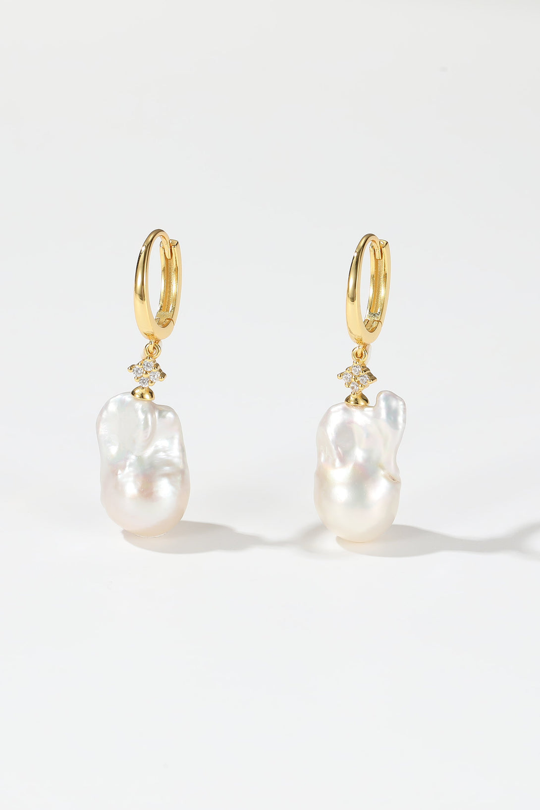 Thalassa Gold Vermeil Hoop Baroque Pearl Drop Earrings - Classicharms