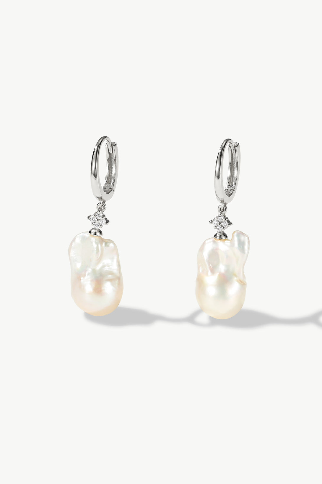 Thalassa Sterling Silver Hoop Baroque Pearl Drop Earrings - Classicharms