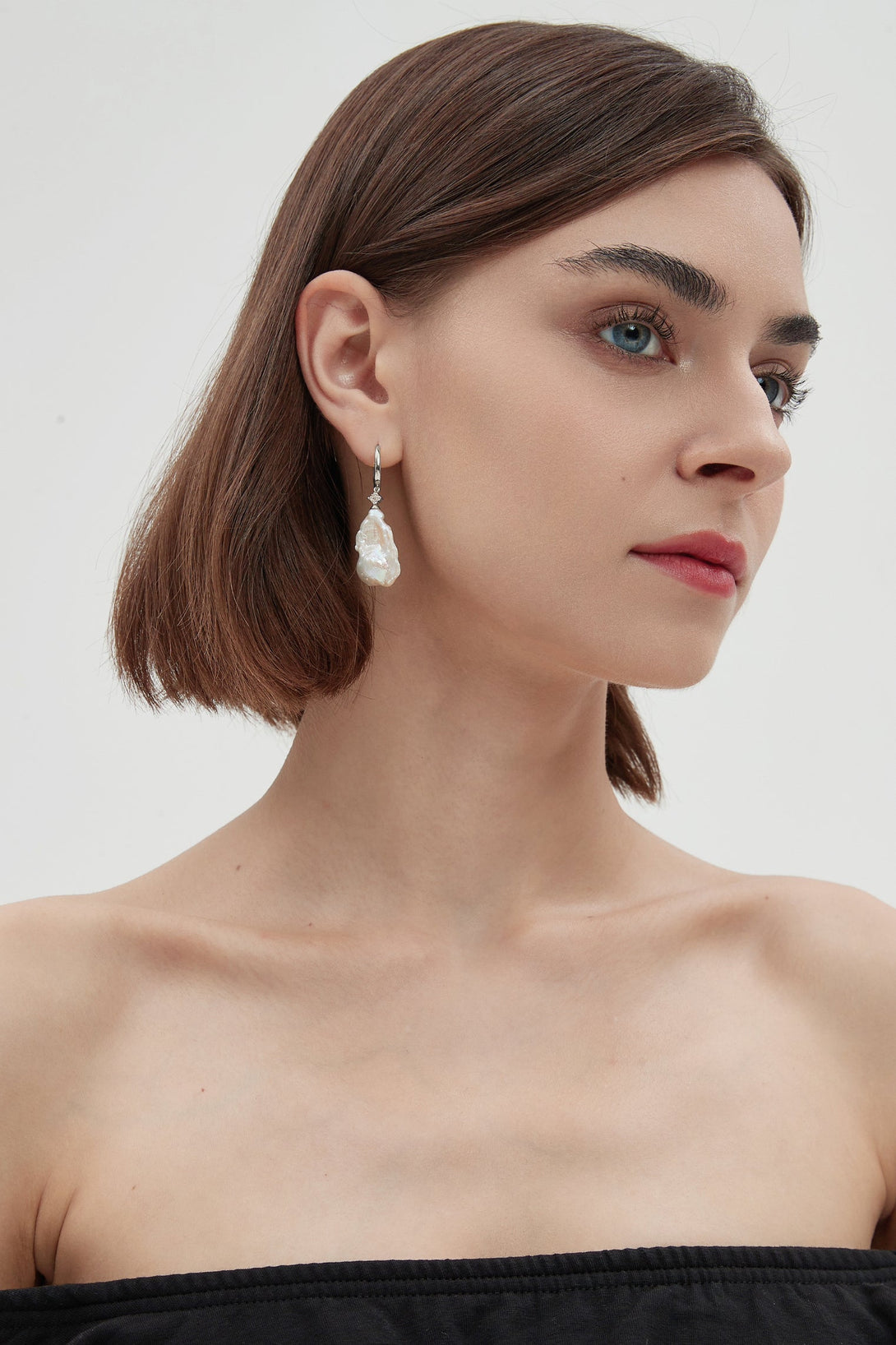 Thalassa Sterling Silver Hoop Baroque Pearl Drop Earrings - Classicharms