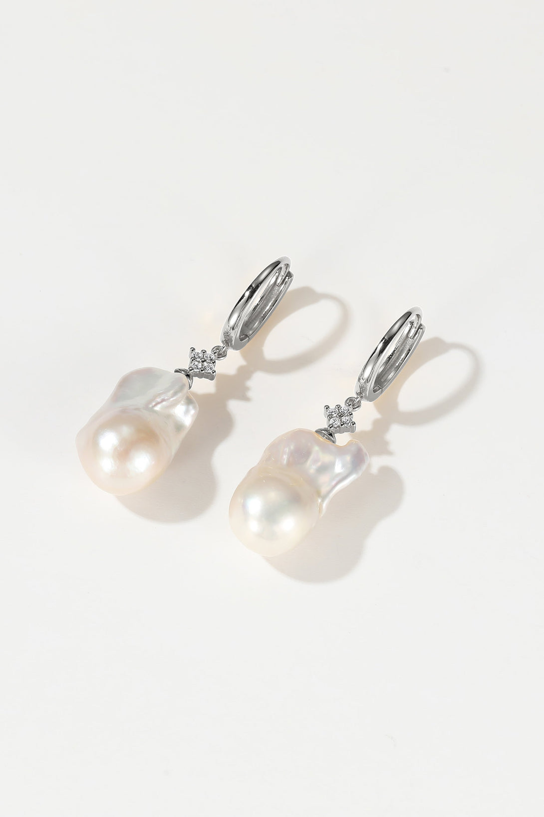 Thalassa Sterling Silver Hoop Baroque Pearl Drop Earrings - Classicharms