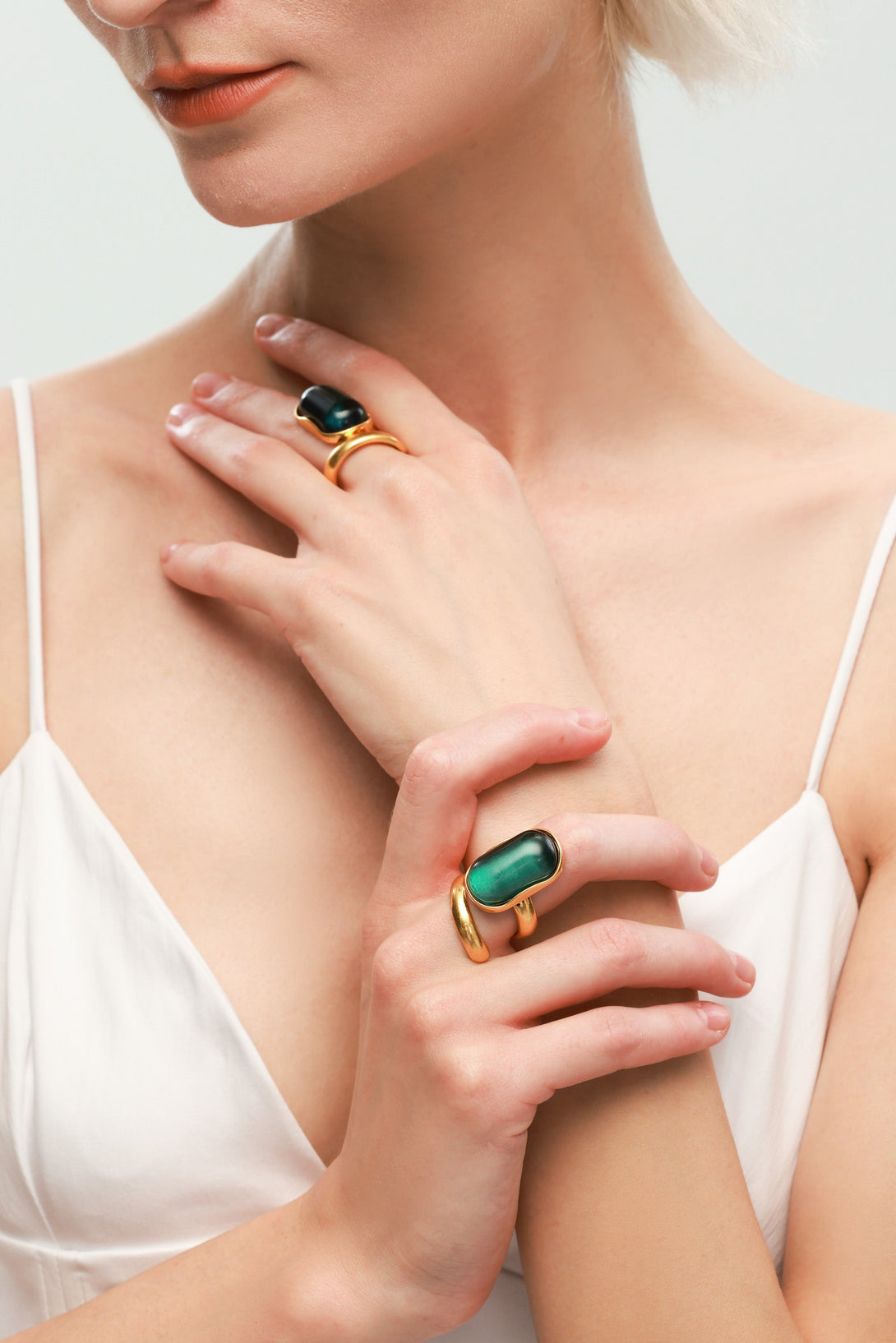 Vintage Inspired Emerald Green Cocktail Ring - Classicharms